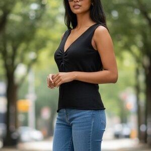 VTG Y2K Christopher Fischer Silk Blend Babydoll Knit Sleeveless Top Size Small